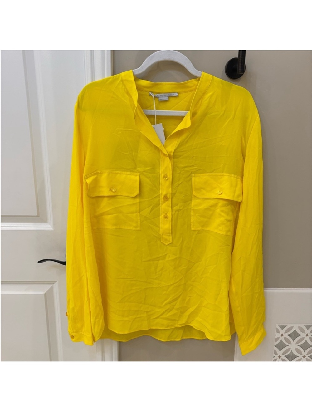 $690 NWT Stella McCartney Yellow Collarless Button Placket Blouse - Picture 2 of 8